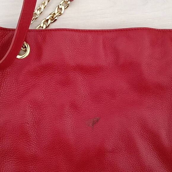 Michael Kors Women's Jet Set Genuine Lether Lain Shoulder Bag Red - Picture 3 of 7